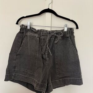 Elan Charcoal High Waist Denim Paperbag Shorts - NWOT